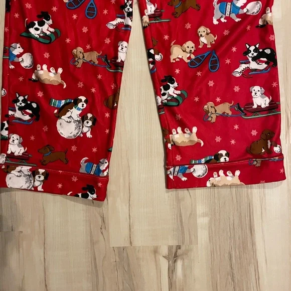 Nick & Nora Puppy Snowflake Flannel Pajamas Youth Size XL 16-18 Women's S-M